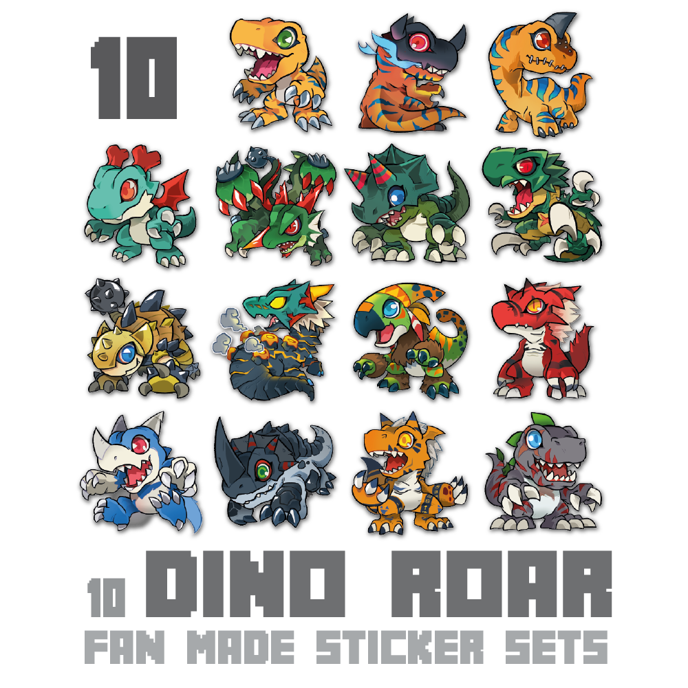 Dino Roar Fan Made Sticker Set sinobali